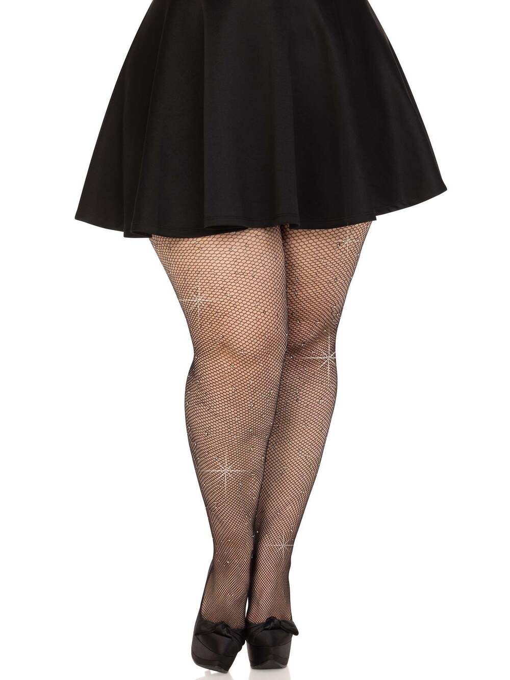 Leg Avenue - Colby Rhinestone Fishnet Tights - BLACK